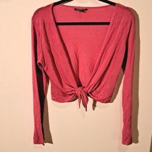 Pink Kasper Knits Bolero with Wider Cuffs and Design on Bottom